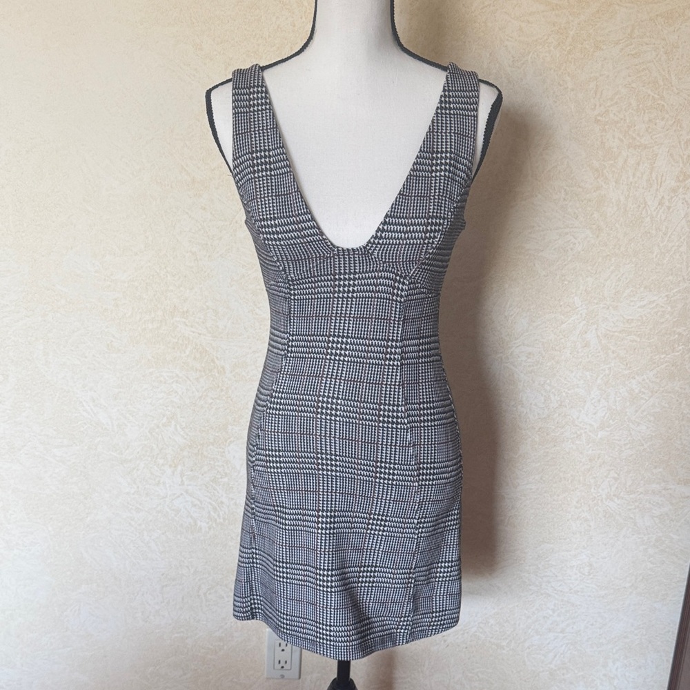 Topshop Black and White Checkered Mini Dress